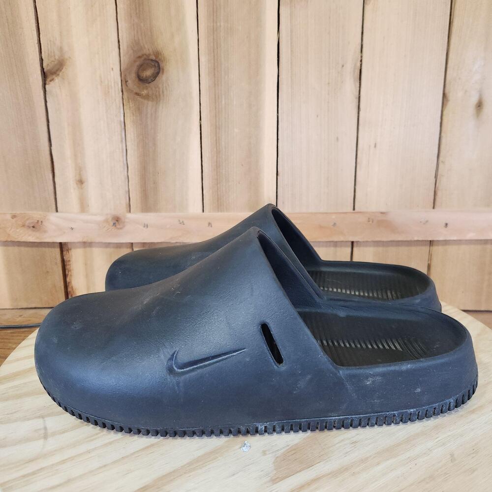 Nike Calm Mule Sandals Shoes Mens 8 Womens 9 Black Rubber Slip On Clog Comfort